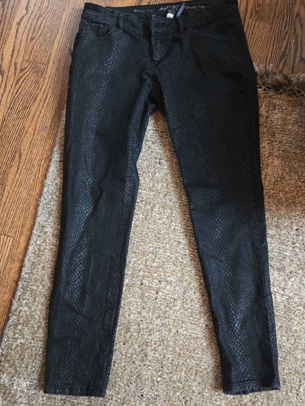 Apt. 9 Black Textured Straight-Leg Pants